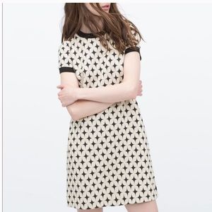 Zara Jacquard Shift Dress Short Sleeve